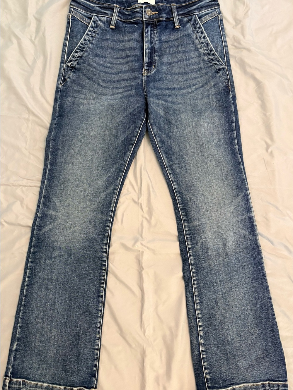 KanCan Delci Mid Rise Faded Blue Wide-Leg Jeans